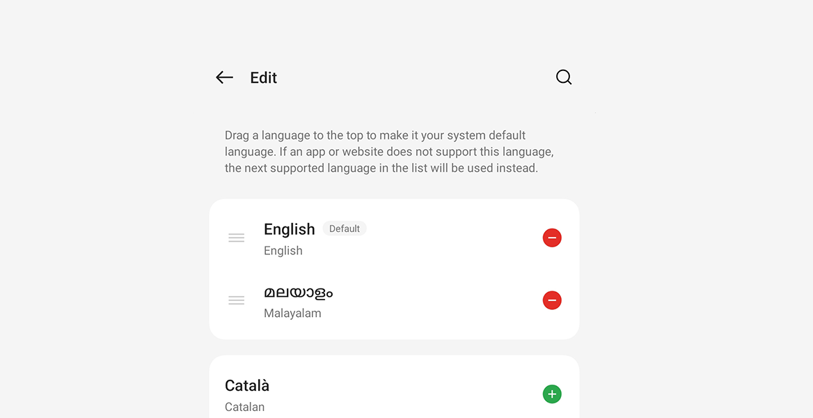Malayalam Added to List
